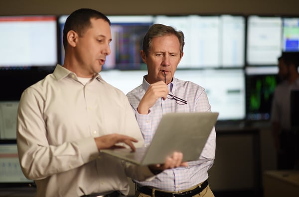 reviewing data at a solar plant