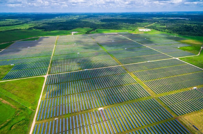 aerial view of solar farm
