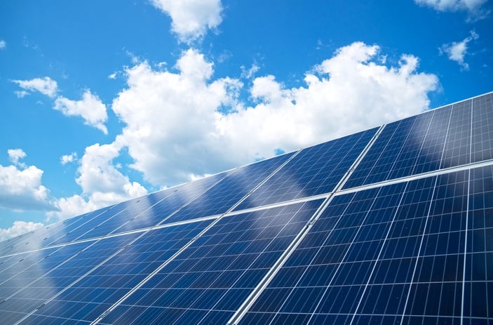 solar panels facing the light